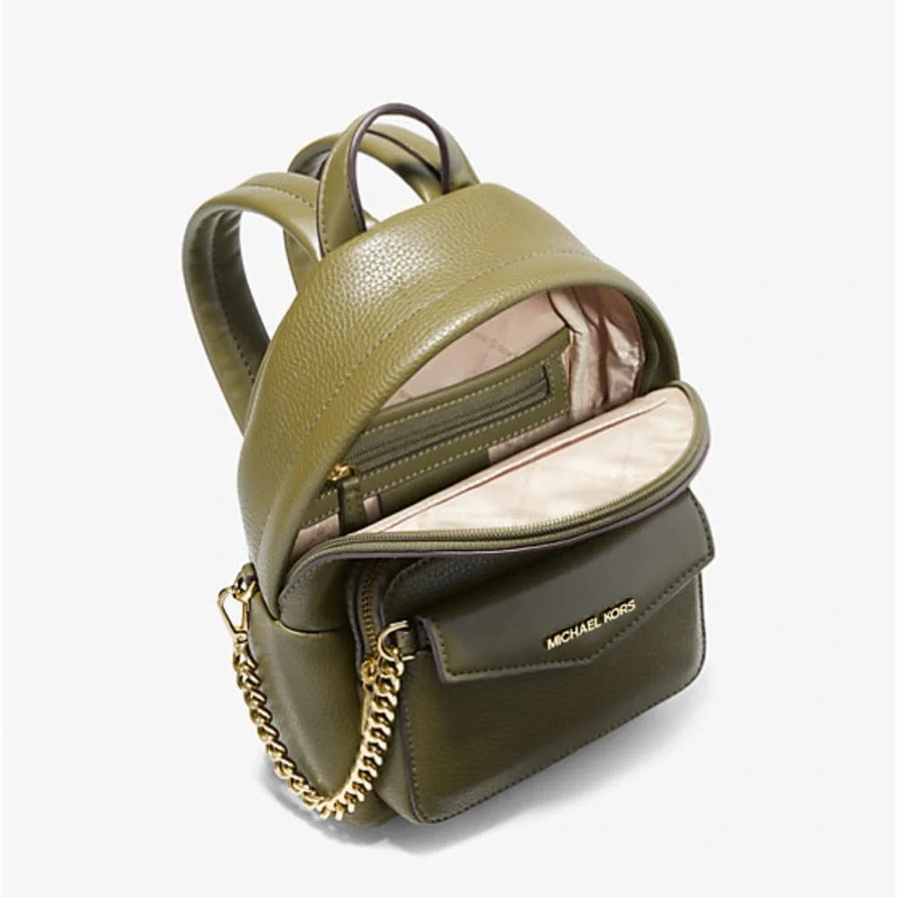 MICHAEL KORS Maisie Extra-Small Pebbled Leather 2-in-1 Backpack Olive NWT